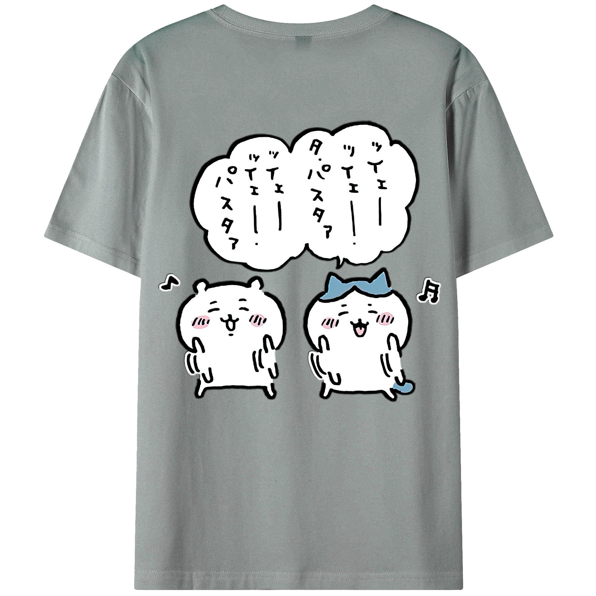 （画像用） ちいかわ ハチワレ Chii-kawa hachiware 綿100％ メンズ半袖Tシャツ（バックプリント） 通気性
